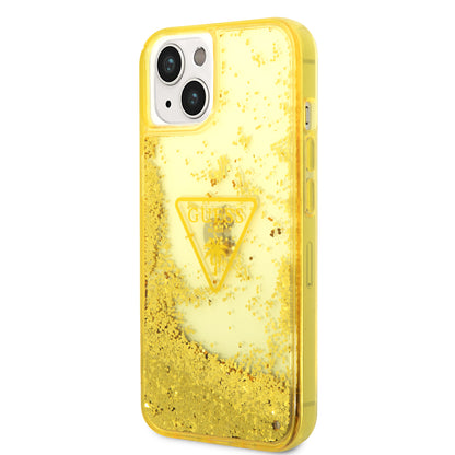 Case Guess Brillos Líquidos para iPhone 14 Plus – Funda Original Amarilla con Glitter