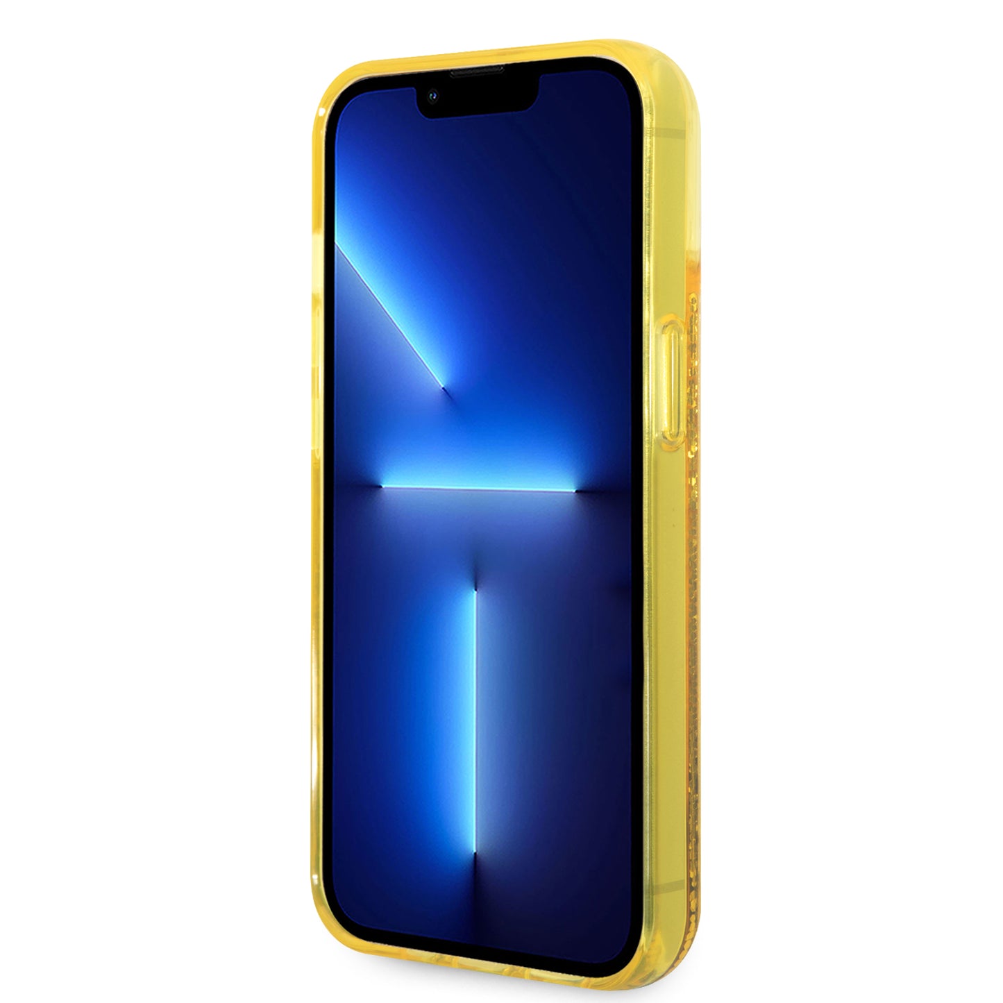 Case Guess Brillos Líquidos para iPhone 14 Plus – Funda Original Amarilla con Glitter