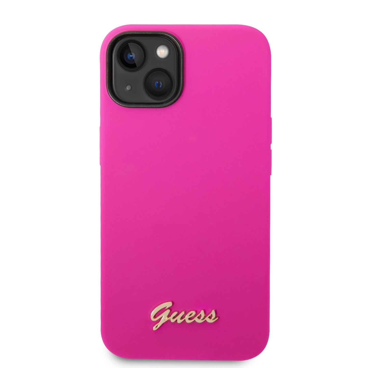 Case Guess Silicón Rosa para iPhone 14 Plus – Funda Original Suave y Protectora