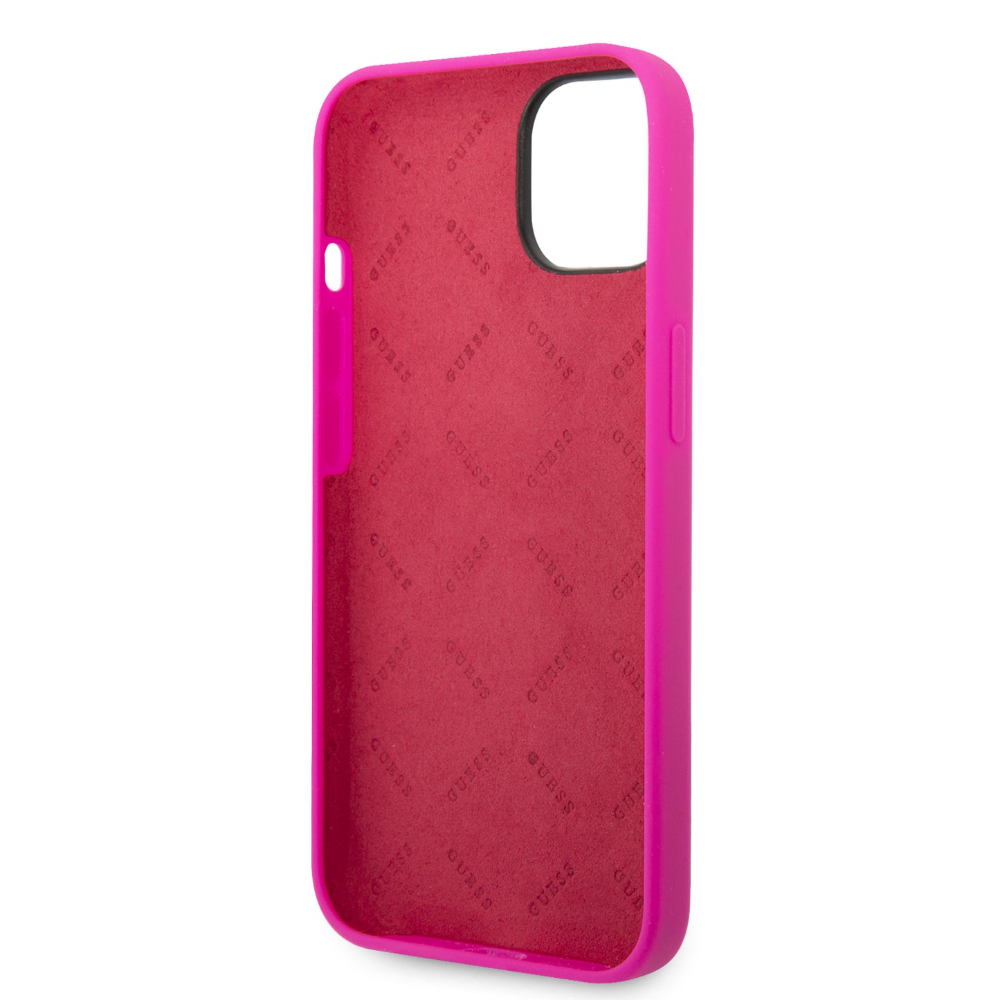 Case Guess Silicón Rosa para iPhone 14 Plus – Funda Original Suave y Protectora