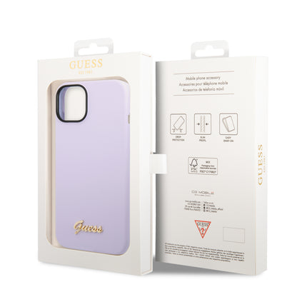 Case Guess Silicón Lila para iPhone 14 Plus – Funda Original Suave y Protectora