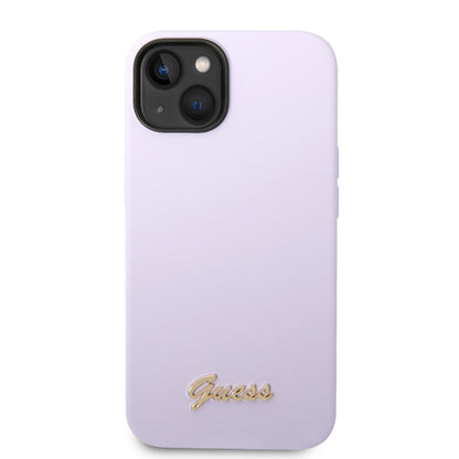 Case Guess Silicón Lila para iPhone 14 Plus – Funda Original Suave y Protectora