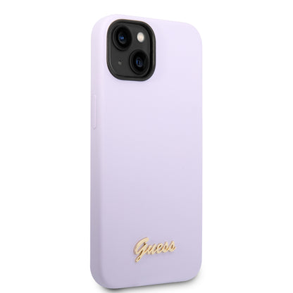 Case Guess Silicón Lila para iPhone 14 Plus – Funda Original Suave y Protectora