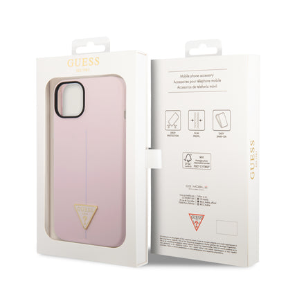 Case Guess Silicón Rosa Triángulo para iPhone 14 Plus – Funda Original Soft Touch