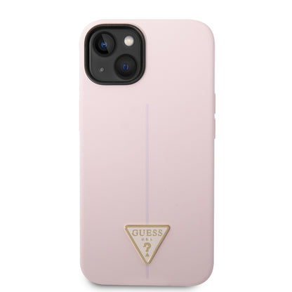 Case Guess Silicón Rosa Triángulo para iPhone 14 Plus – Funda Original Soft Touch