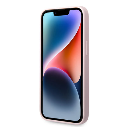 Case Guess Silicón Rosa Triángulo para iPhone 14 Plus – Funda Original Soft Touch