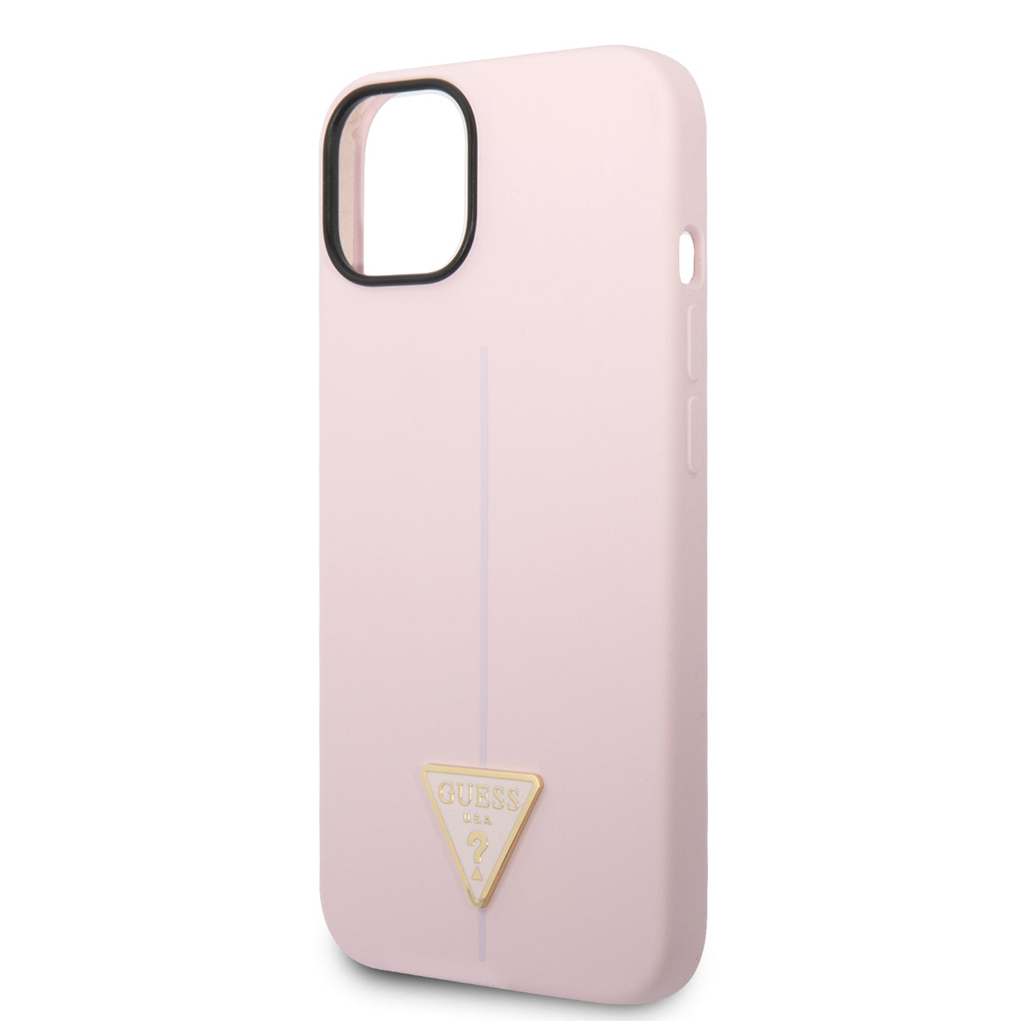 Case Guess Silicón Rosa Triángulo para iPhone 14 Plus – Funda Original Soft Touch