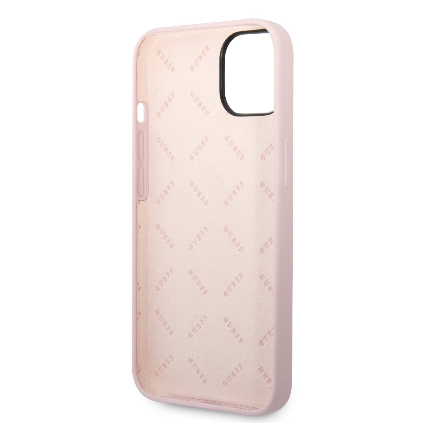 Case Guess Silicón Rosa Triángulo para iPhone 14 Plus – Funda Original Soft Touch