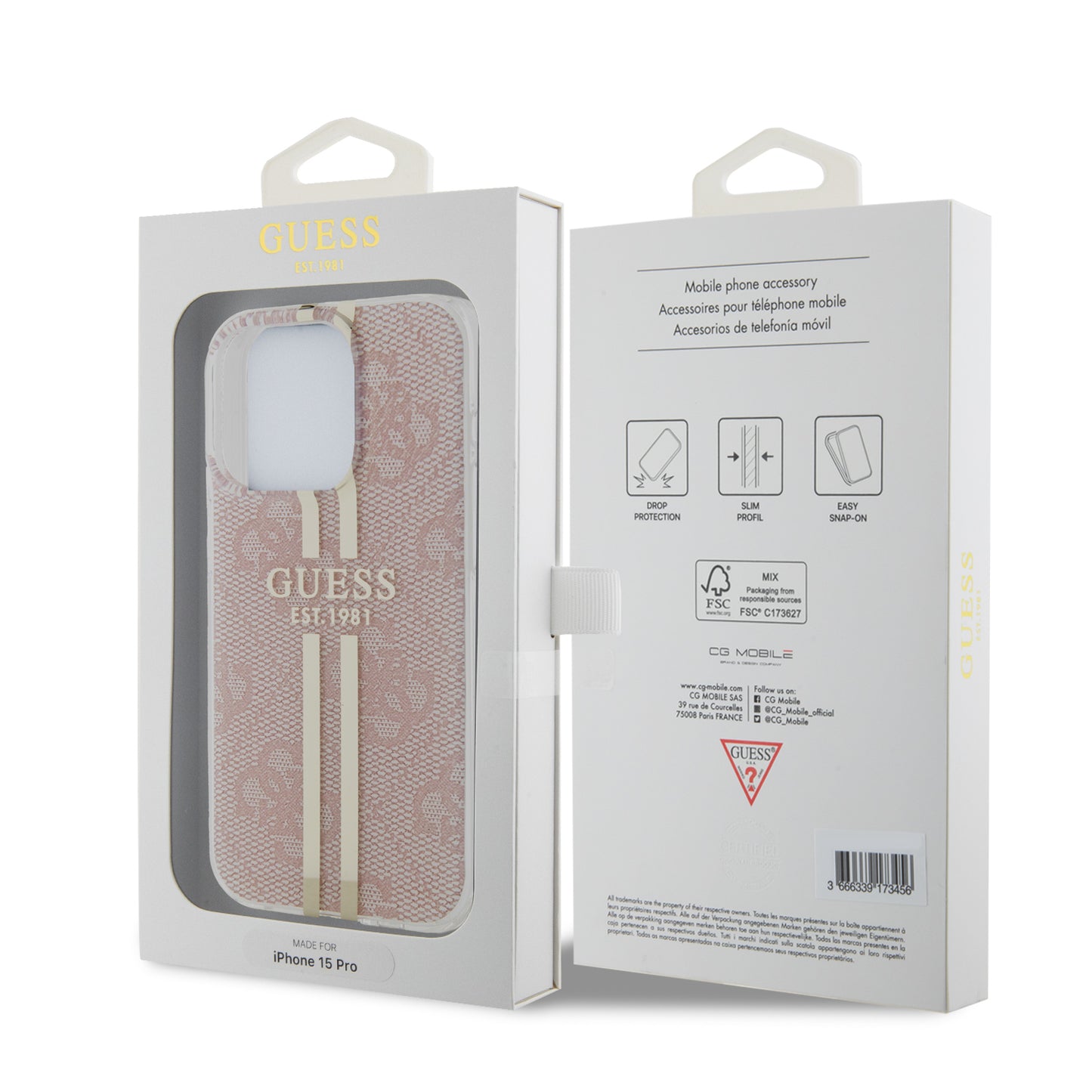 Case Guess Brillos Rosa para iPhone 15 - Funda de Lujo y Estilo