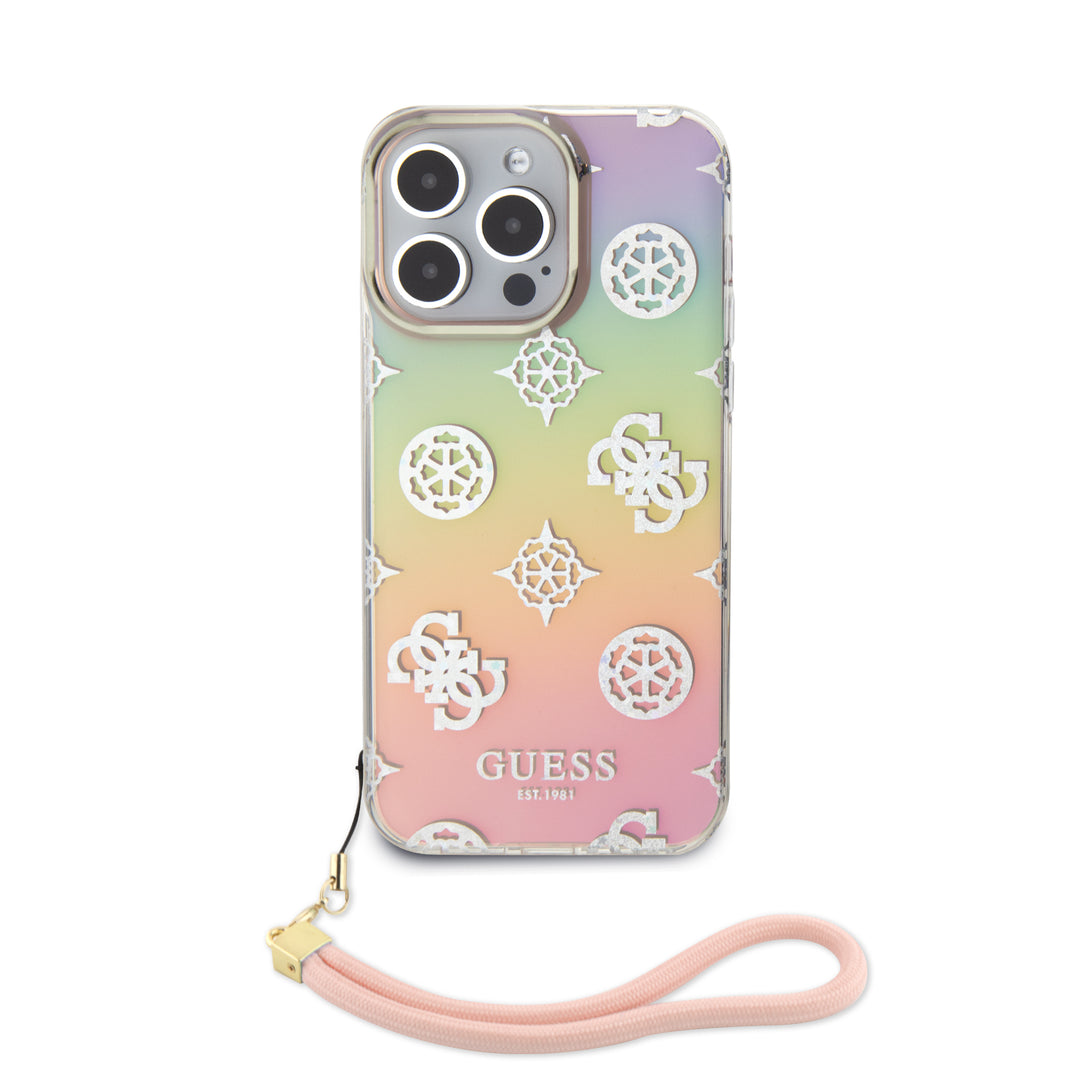 Case Guess Peony Tornasol con Correa para iPhone 15 Pro