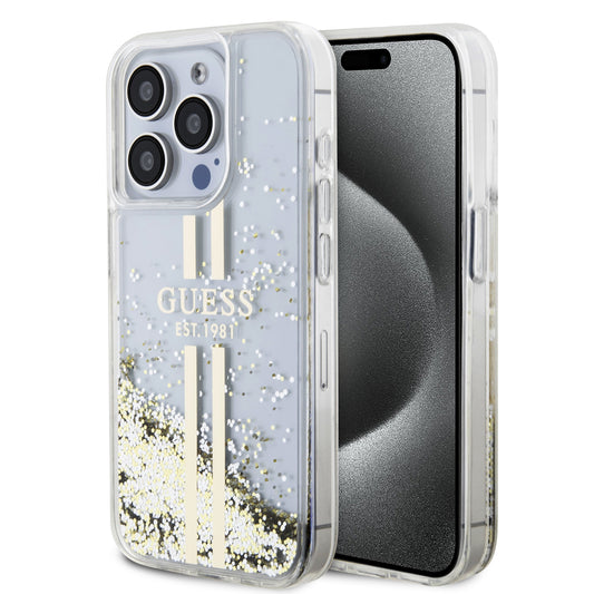 Case Guess Glitter Líquido Transparente para iPhone 15 Pro - Elegancia y Protección