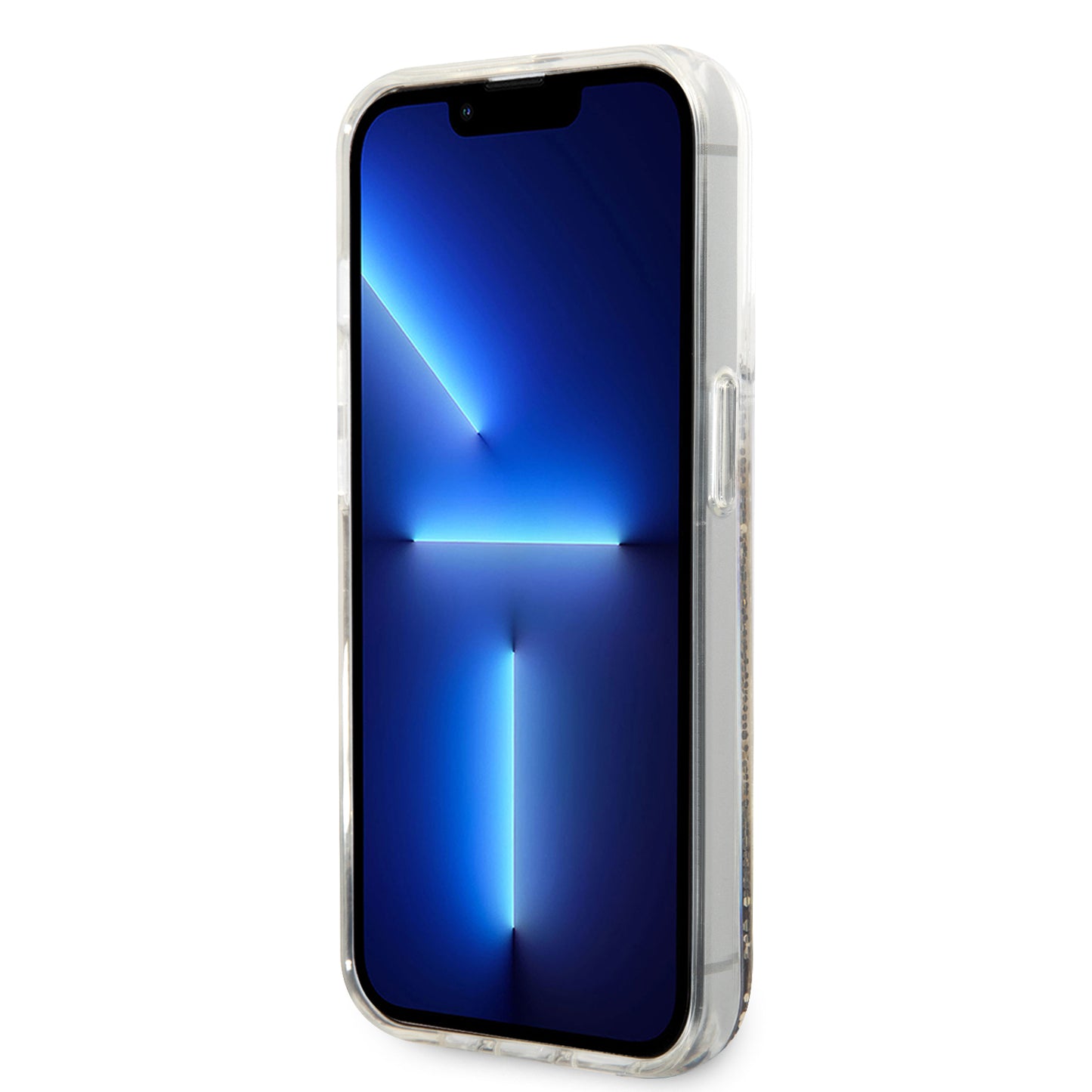 Case Guess Brillantina Dorada Triángulo para iPhone 15 Pro | Elegancia y Protección Premium