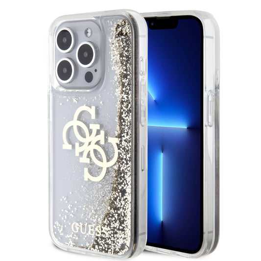 Case Guess TPU 4G Brillantina Dorada para iPhone 15 Pro | Glamour y Protección
