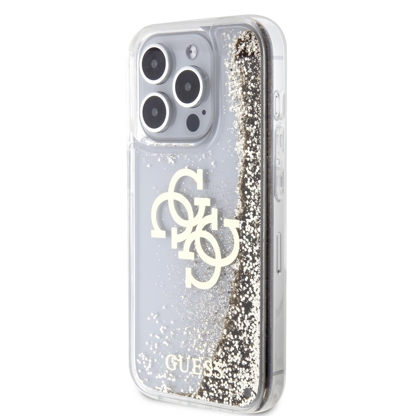 Case Guess TPU 4G Brillantina Dorada para iPhone 15 Pro | Glamour y Protección
