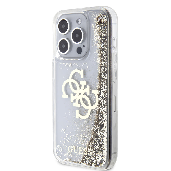 Funda Guess TPU 4G Brillantina Dorada para iPhone 15 Pro