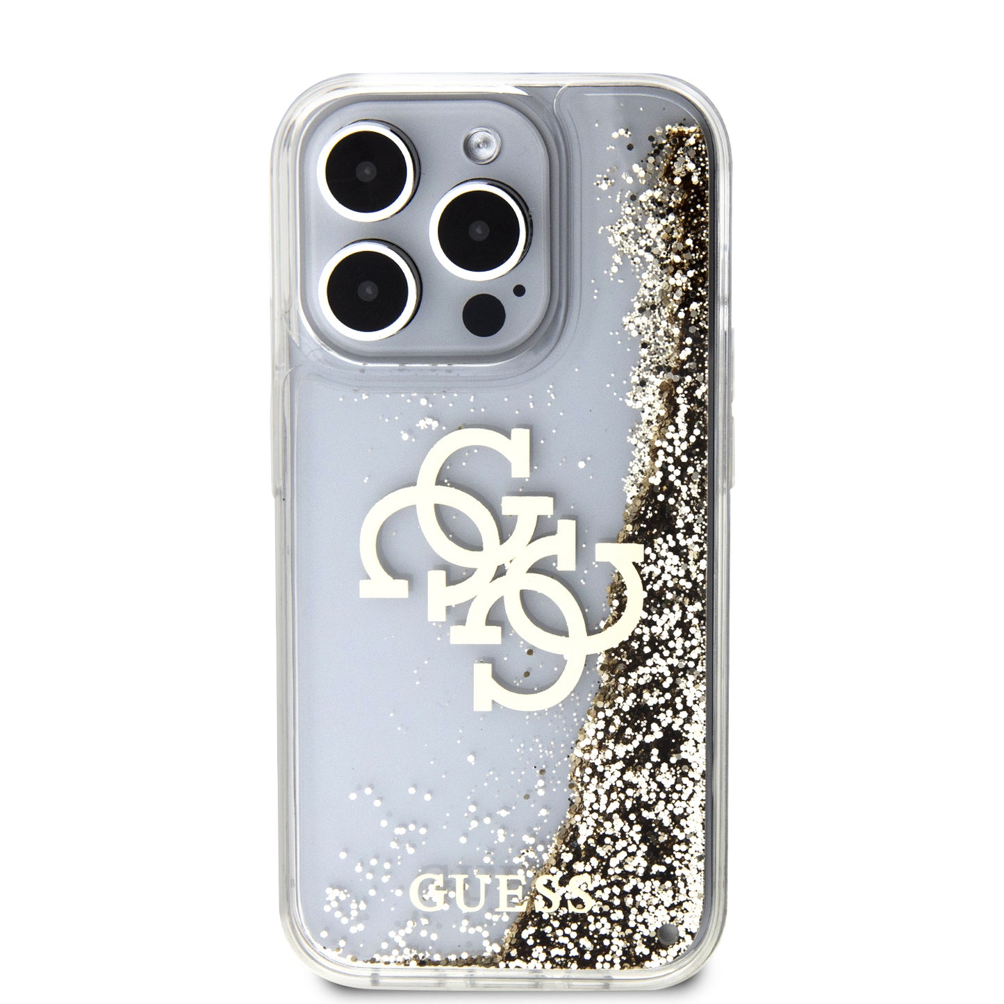 Case Guess TPU 4G Brillantina Dorada para iPhone 15 Pro | Glamour y Protección