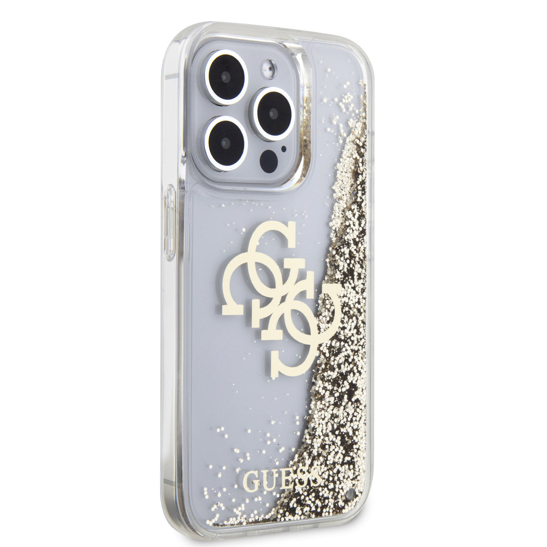 Funda Guess TPU 4G Brillantina Dorada para iPhone 15 Pro