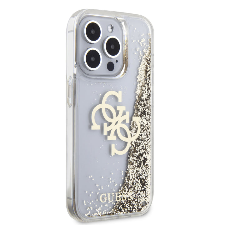 Funda Guess TPU 4G Brillantina Dorada para iPhone 15 Pro