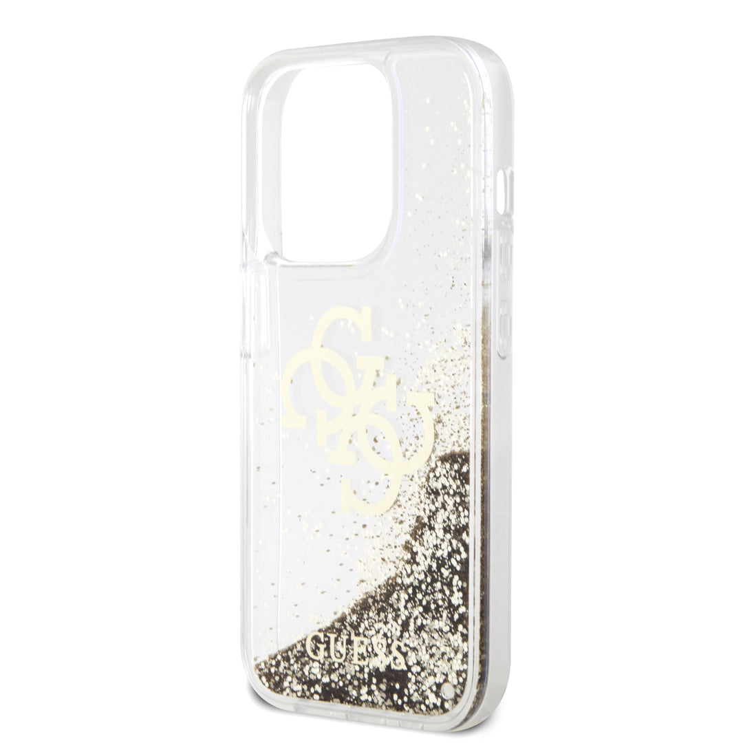 Funda Guess TPU 4G Brillantina Dorada para iPhone 15 Pro