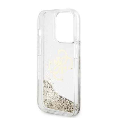 Case Guess TPU 4G Brillantina Dorada para iPhone 15 Pro | Glamour y Protección