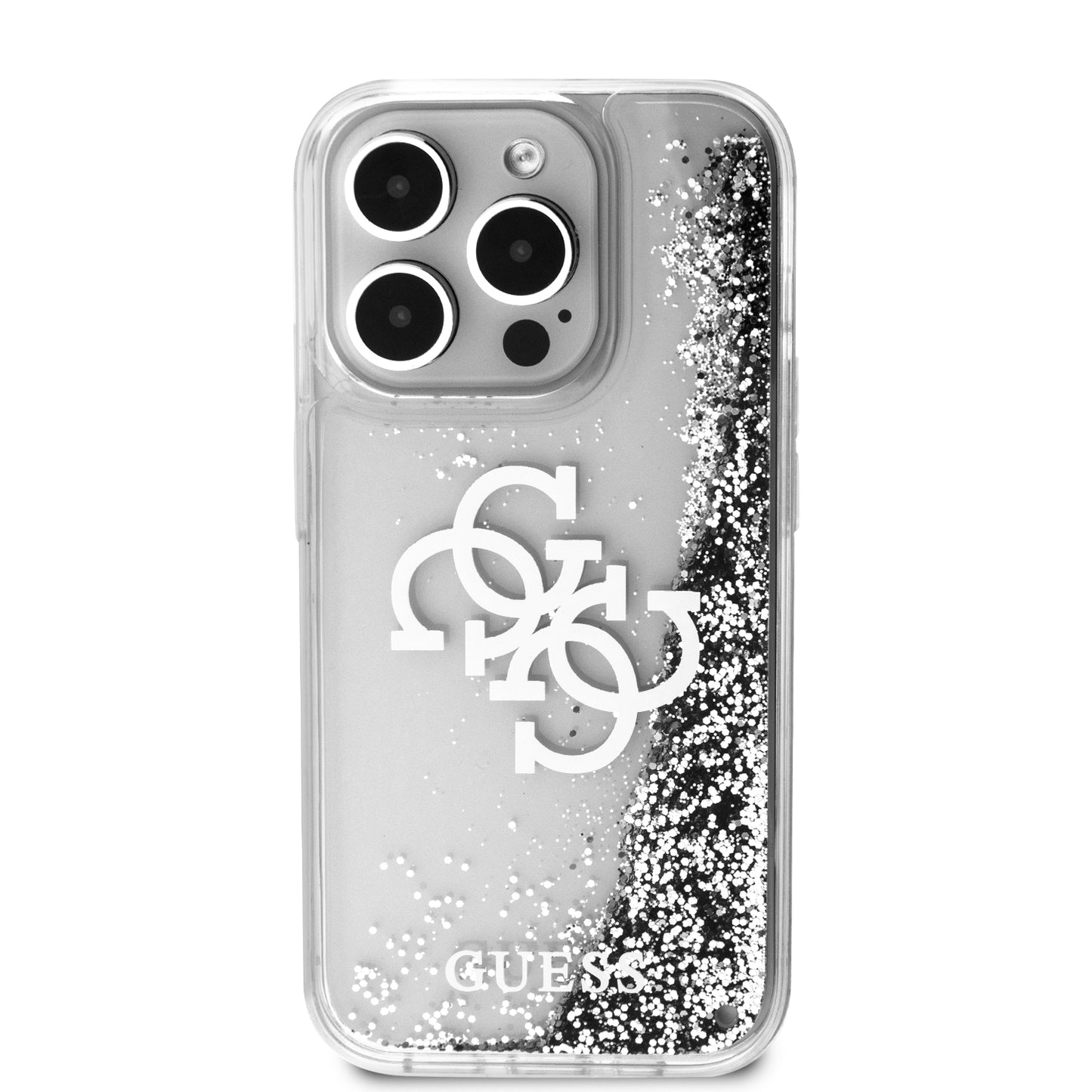 Case Guess TPU Brillantina Plata 4G para iPhone 15 Pro | Protección con Estilo