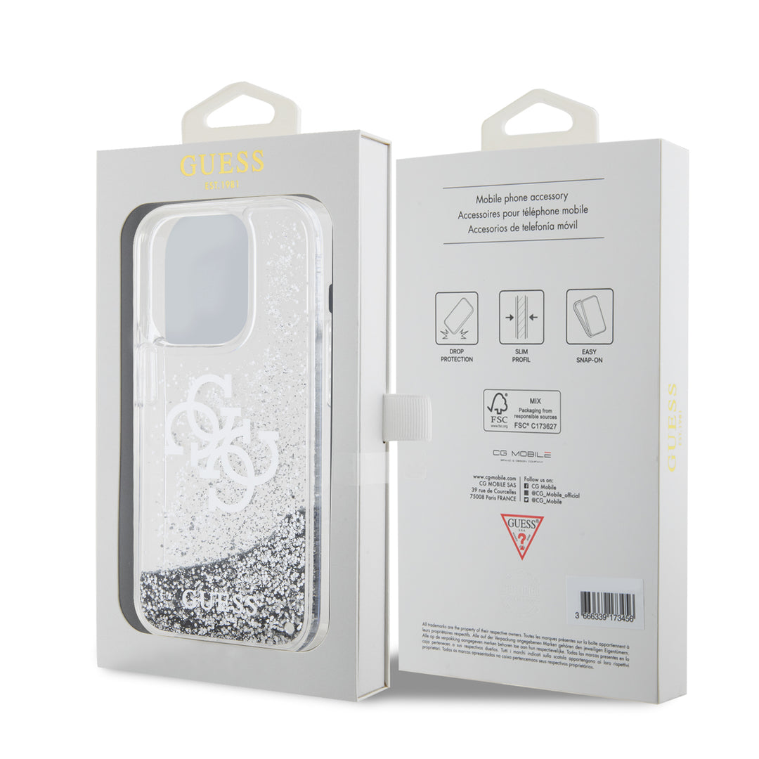 Funda Guess TPU Brillantina Plata 4G para iPhone 15 Pro