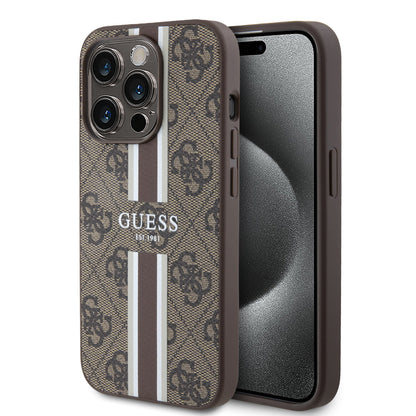 Case Guess 4G Pista Café para iPhone 15 Pro | Estilo Clásico y Protección Elegante