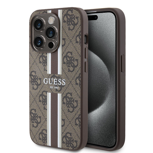 Case Guess 4G Pista Café para iPhone 15 Pro | Estilo Clásico y Protección Elegante