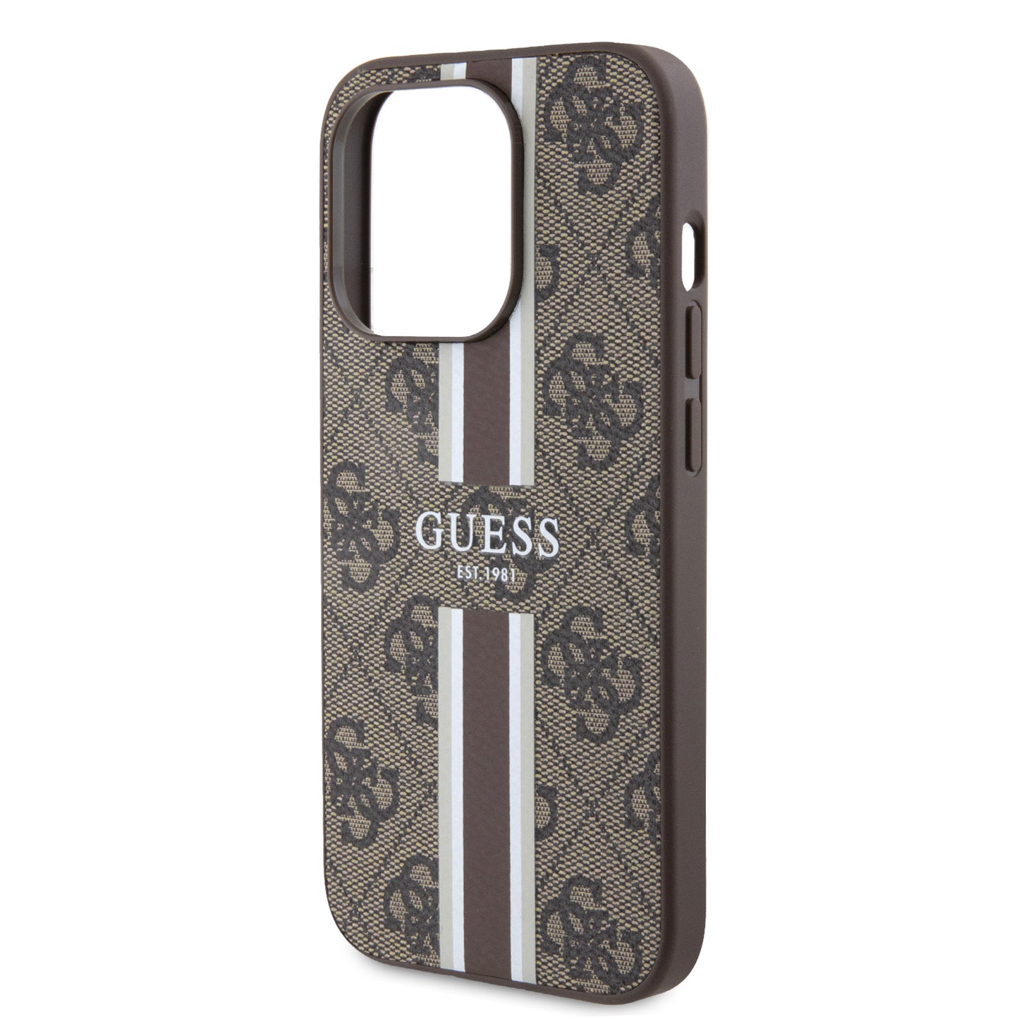 Case Guess 4G Pista Café para iPhone 15 Pro | Estilo Clásico y Protección Elegante