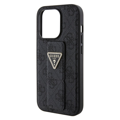 Case Guess 4G Logo Triángulo Stand para iPhone 15 Pro - Funda Negra y Moderna