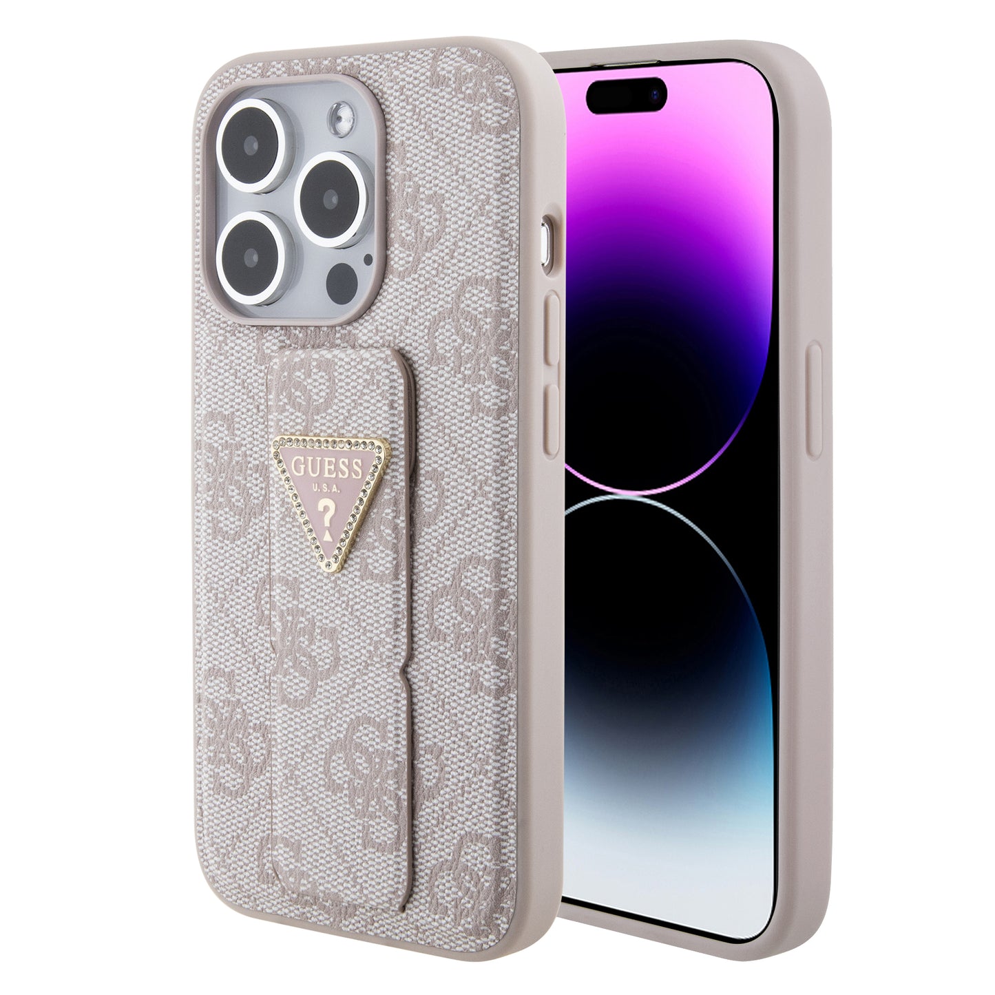 Case Guess 4G Logo Triángulo para iPhone 15 Pro Rosa | Estilo y Protección