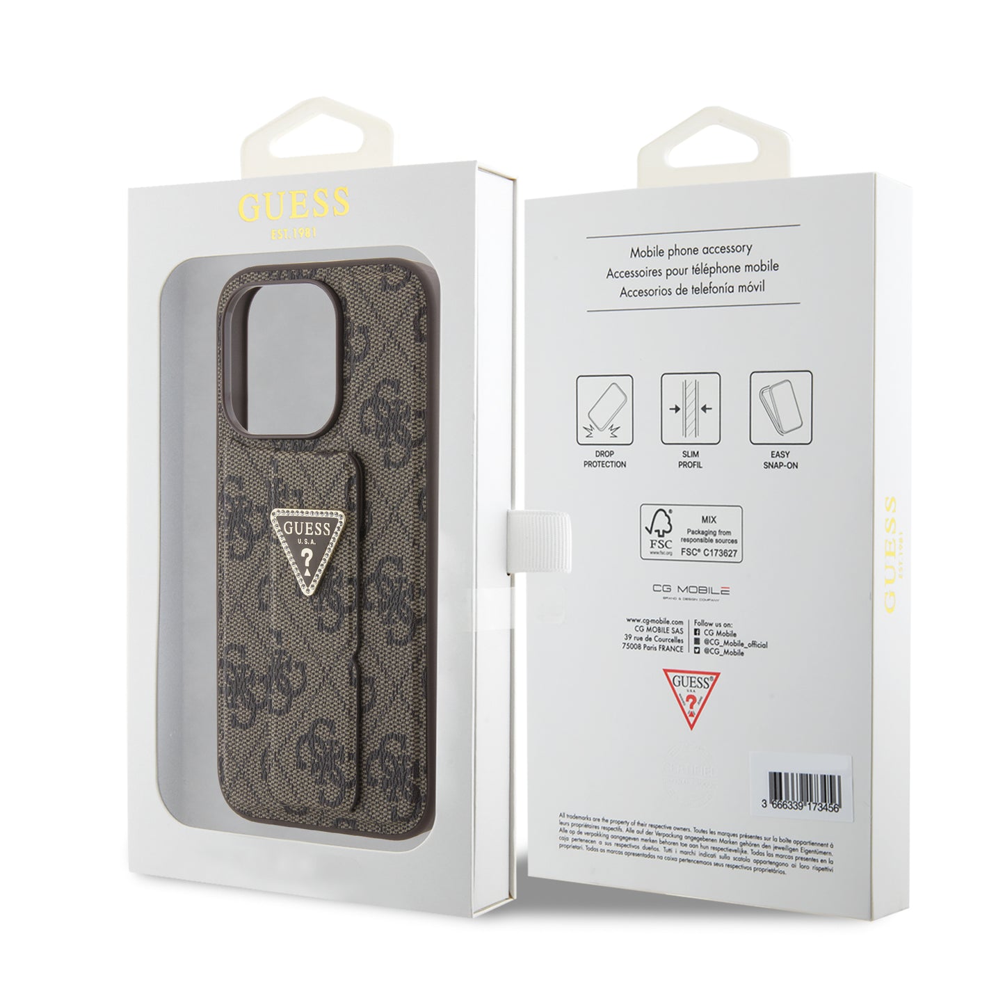 Case Guess 4G Logo Clásico con Stand para iPhone 15 Pro - Estilo y Funcionalidad