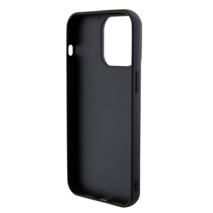 Case Guess Lentejuela con Logo Metálico para iPhone 15 Pro Negro - Elegancia y Protección