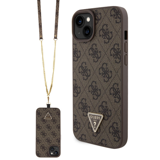 Case Guess 4G Crossbody para iPhone 15 Plus Café | Elegancia y Protección