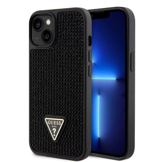 Case Guess Pedrería Logo Clásico para iPhone 15 - Elegancia y Protección en Negro