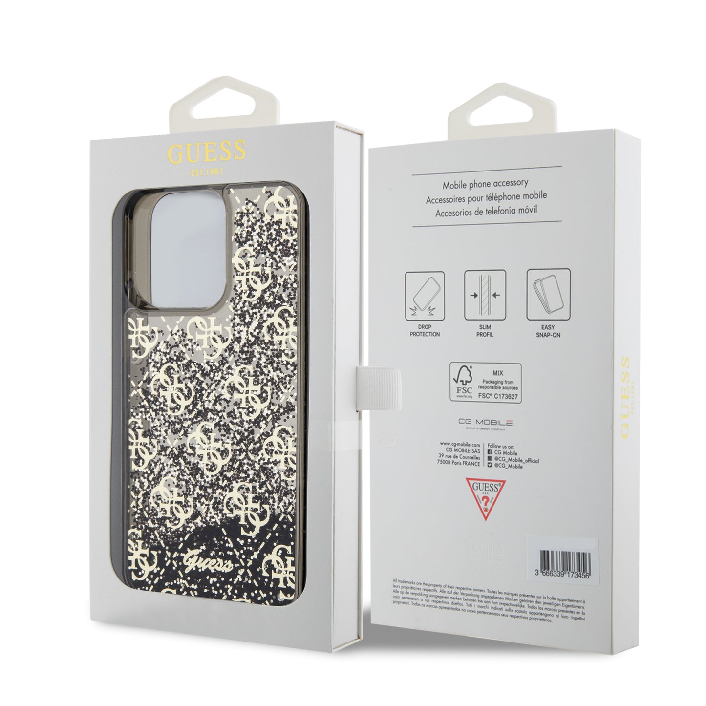 Funda Guess 4G Brillantina para iPhone 15 Pro Max – Negra | Case Original y Premium