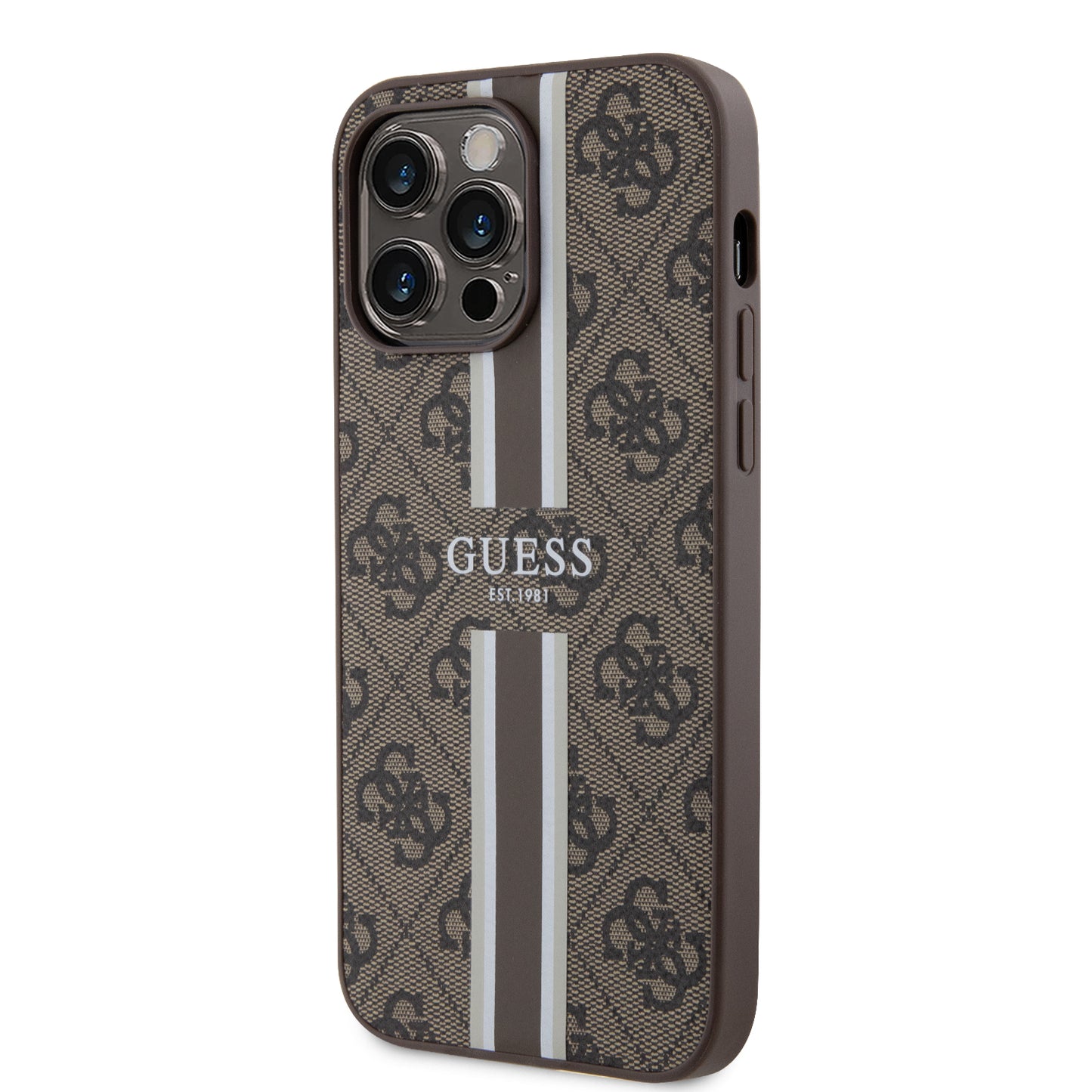 Case Guess 4G Pista para iPhone 15 Pro Max Café | Estilo y Protección Premium