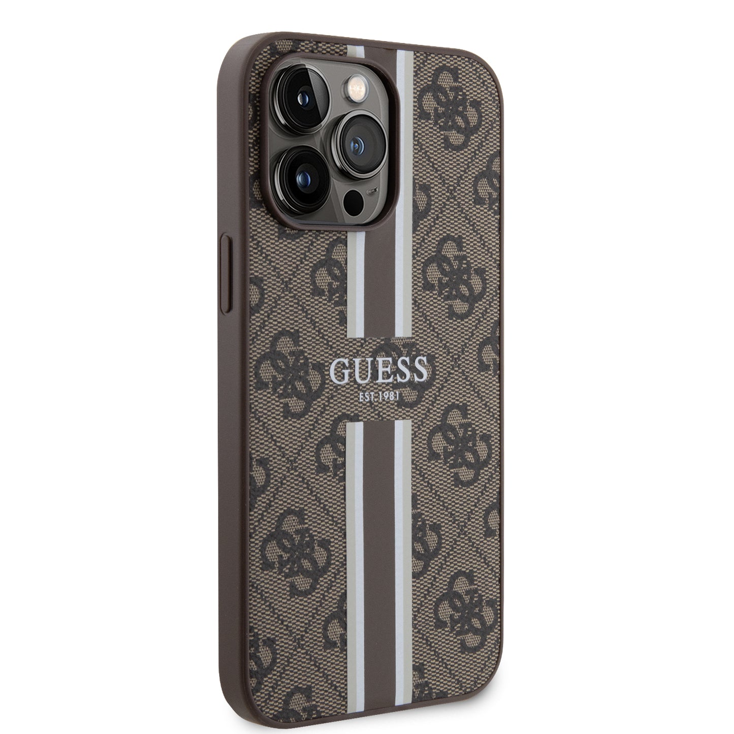 Case Guess 4G Pista para iPhone 15 Pro Max Café | Estilo y Protección Premium