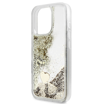 Case Guess TPU Glitter para iPhone 16 Pro - Dorado Brillante y Elegante