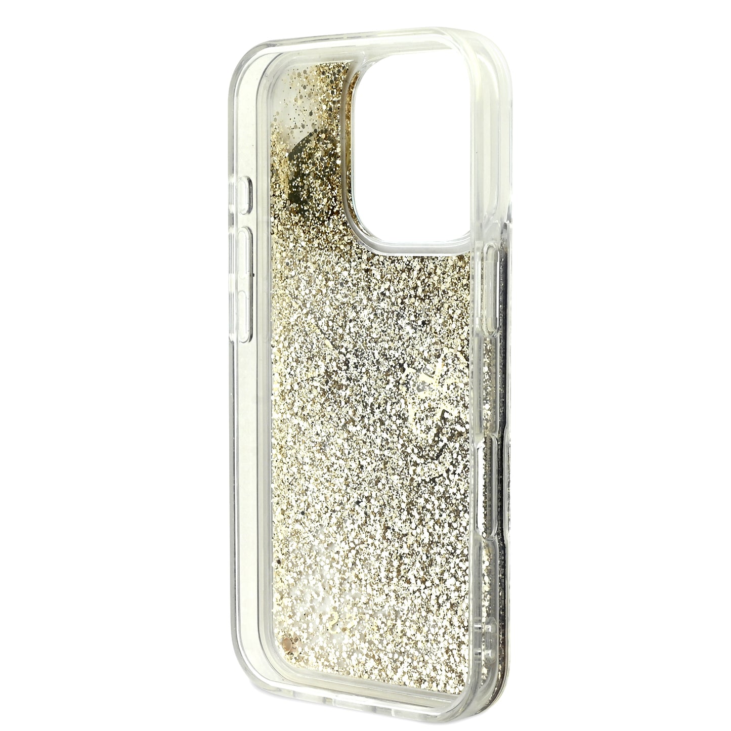 Case Guess TPU Glitter para iPhone 16 Pro - Dorado Brillante y Elegante