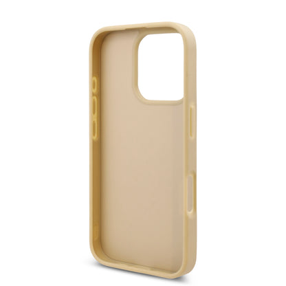 Case Guess Pedrería Logo Triángulo iPhone 16 Pro Dorado - Estilo y Elegancia