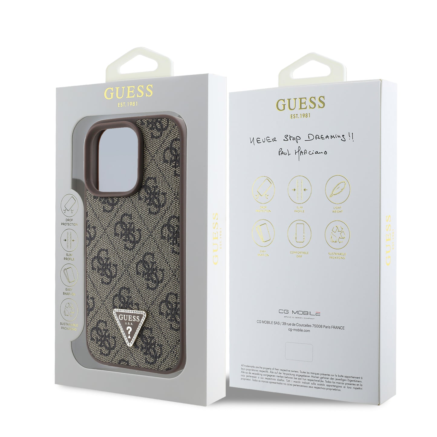 Funda Guess 4G Triángulo MagSafe Café para iPhone 16 Pro | Diseño Premium