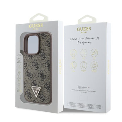 Funda Guess 4G Triángulo MagSafe Café para iPhone 16 Pro | Diseño Premium