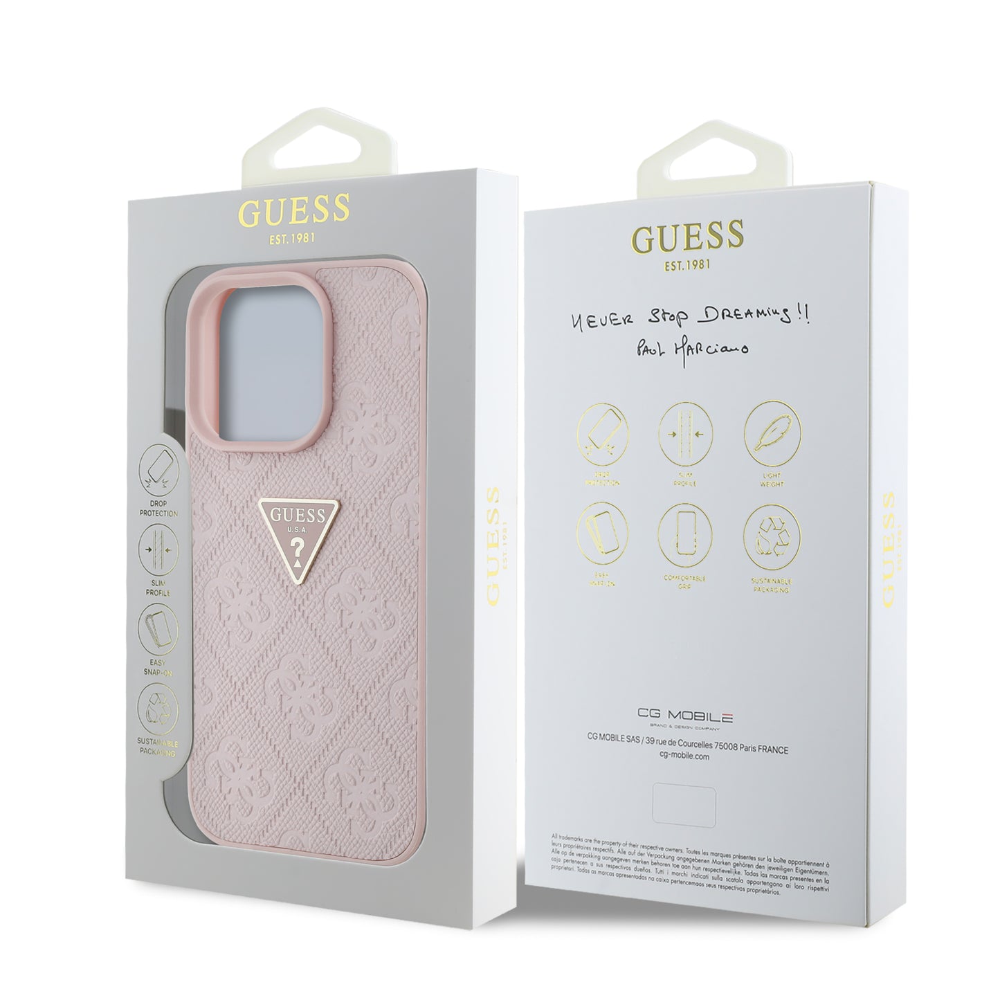 Case Guess 45 Triángulo iPhone 16 Pro Rosa | Estilo y Protección Exclusiva