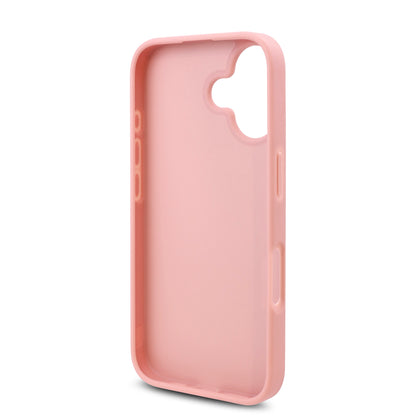 Case Guess Pedrería Logo Triángulo para iPhone 16 - Funda Rosa Elegante y Protectora