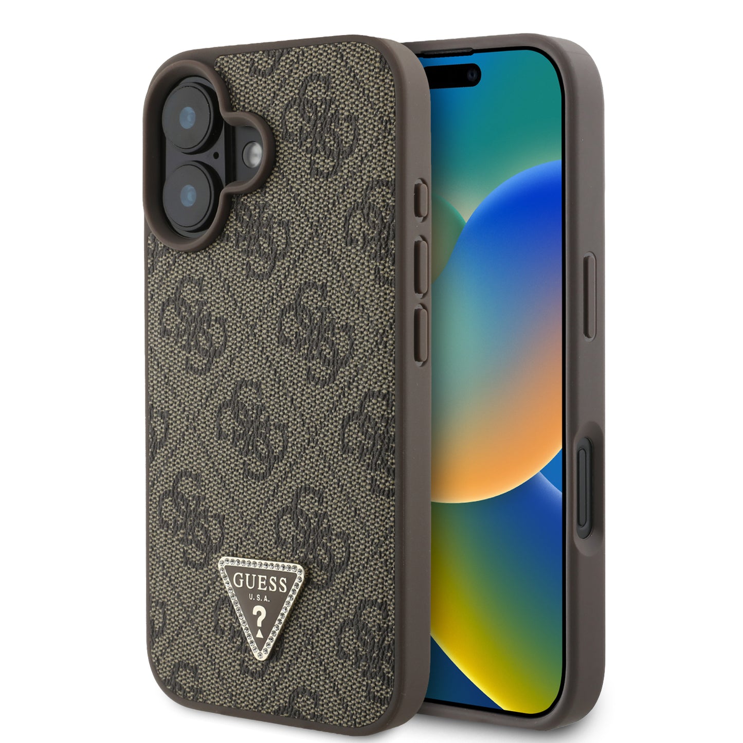 Funda Guess 4G Triángulo MagSafe Café para iPhone 16 | Diseño Premium