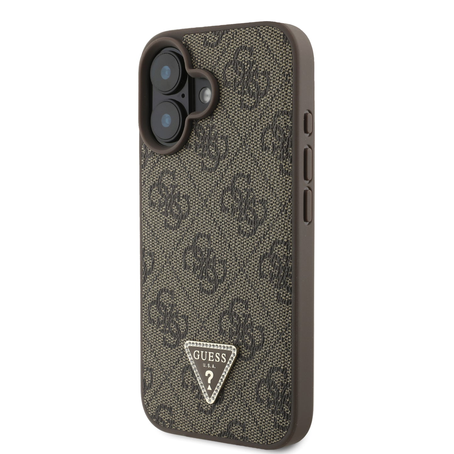 Funda Guess 4G Triángulo MagSafe Café para iPhone 16 | Diseño Premium