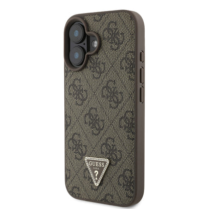 Funda Guess 4G Triángulo MagSafe Café para iPhone 16 | Diseño Premium