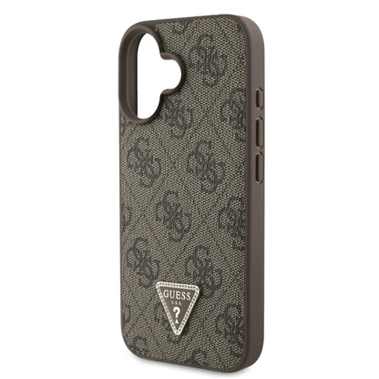 Funda Guess 4G Triángulo MagSafe Café para iPhone 16 | Diseño Premium