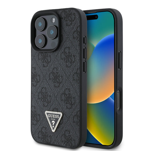 Funda Guess 4G Triángulo Negra para iPhone 16 Pro Max | Diseño Original